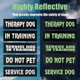 4 Pcs Reflective Dog Patches for Service Dog Vest Tactical Hook Loop Harness Removable Patch Set with Velcro Embroidered,Therapy Dog & Don’t Pet Me Dog & do not Separate (Therapy Dog)