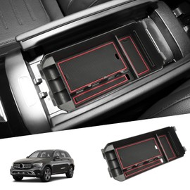 SHAOHAO Mercedes glc X253 2016-2022/Class-C W205 2015-2022 Car Accessories Glove Box for Armrest Organiser Storage Box with Non-Slip Mat Mercedes GLC Accessories x253