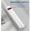 Extension Cord 6 ft - Long Power Strip Surge Protector,