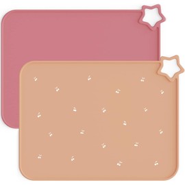 Moonkie Manteles de silicona para bebé y niño, antideslizantes a prueba de manchas, para niños pequeños, manteles individuales para comer, juego de 2 paquetes