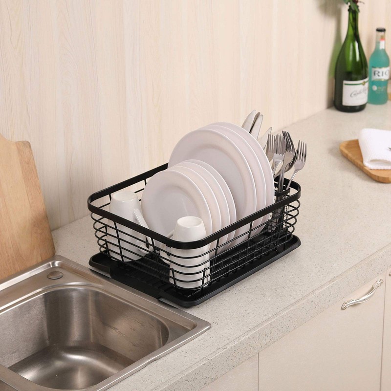 TQVAI Kitchen Dish Drainer Rack with Drying Board and Full-Mesh