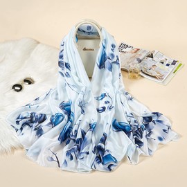 FAIRYGATE Silk Scarf Women's Long Scarf for Women High-Quality Silk Scarf Neckerchief Stole Large Scarf Women's Elegant 79, 79006