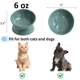 Le Serveta Ceramic Wrinkle Texture Cat Food Bowl, Raised and Tilted Pet Bowl for food, Anti Vomiting Orthopedic Bowl for Cats and Dogs, Dishwasher Safe, Teal, Blue (Tilted)