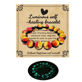 Zyuzles Firefly Glass Bracelet Glow in the Dark Bracelets Planet Themed Glass Bracelet Self Healing Bracelet Encourages Blessing Gifts for Men and Women (brown)