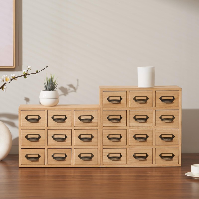 KIRIGEN Wood Drawer Organizer Desktop Storage Cabinet Box Drawers for