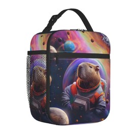 Plistiz Capybara Cosmic Adventure Lunch Box for Women Men, Insulated Lunch Box, Reusable Lunch Bag for Office, Work, Picnic, Travel