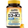 Vitalibre Vitamin D3 K2 Supplement, 10000 IU D3 / 200