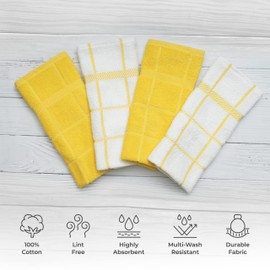 Mellow Buff 100% Cotton Terry Dish Cloth & Dish Towel, 6 Pack, Super Soft and Absorbent, Perfect for Kitchen Cleaning and Dish Washing | Yellow