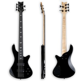TARIO 4 String Black Fretless Electric Bass, Bolt-on Maple Neck, Poplar Body