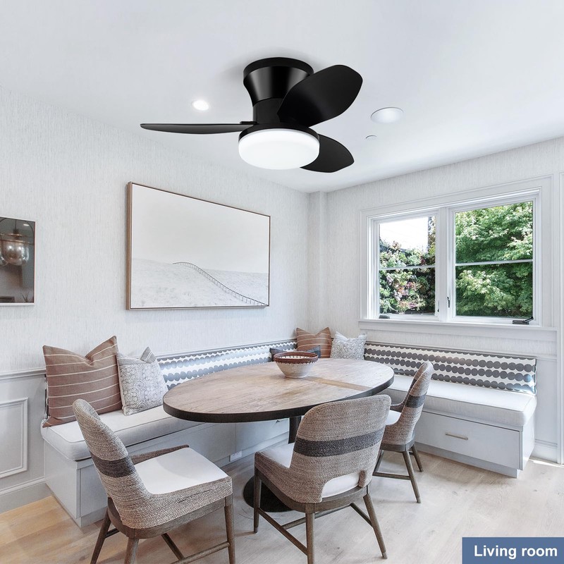 ZOEYON Small Ceiling Fan with Light - 26 Inch Flush