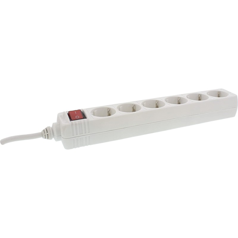InLine® power strip, white, 6-fold, 6x Schuko, with power-switch, 5m
