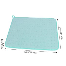 Niuoppy 2Pcs Dish Drying Mat, 38x50cm Highly Absorbent Draining Board Mats, Non Slip Washable Kitchen Counter Mat, Insulated Placemat, Microfiber Draining Drainer Mat (Mint Green, 38x50 cm)