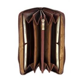 Gianni Conti Womens Fine Italian Leather Eight Credit Card Large Zip Around Purse 9408106 (Brown)