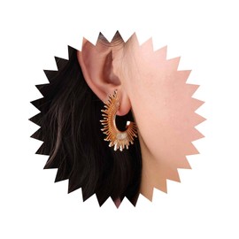 Xduargs Boho Sun Flower Hoop Earrings Vintage Sunburst Stud Earrings Gold Spike Sun Earrings Sun Rays Statement Earrings Jewelry for Women