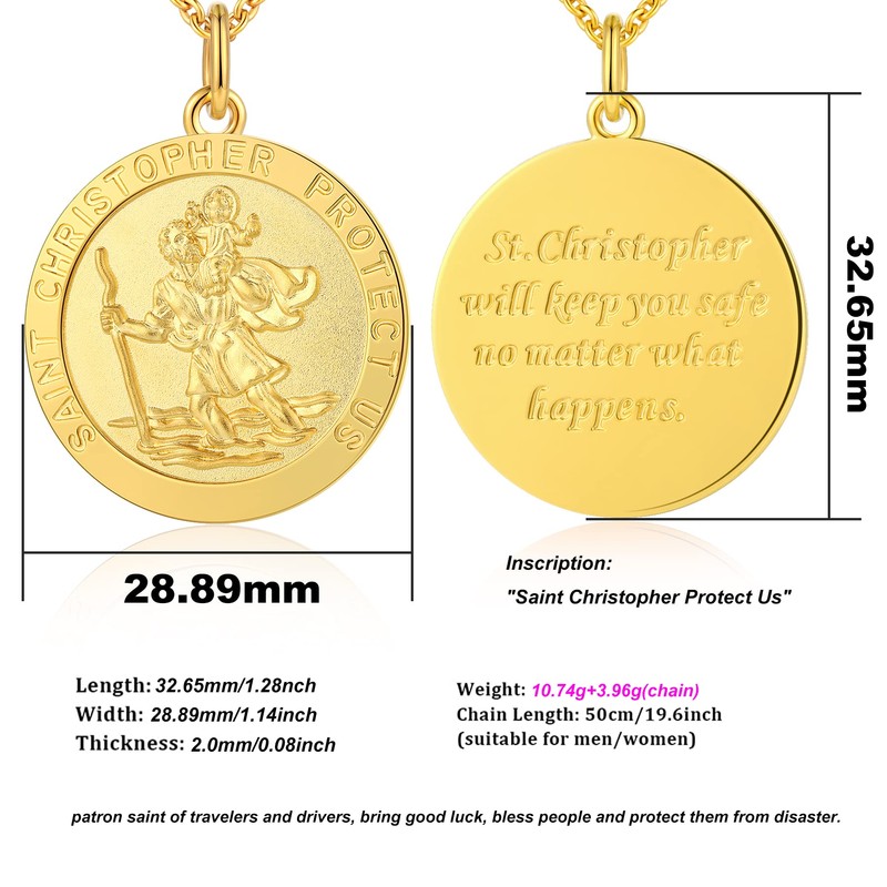 St Christopher Necklace Saint Christopher Necklace for Men St Christopher