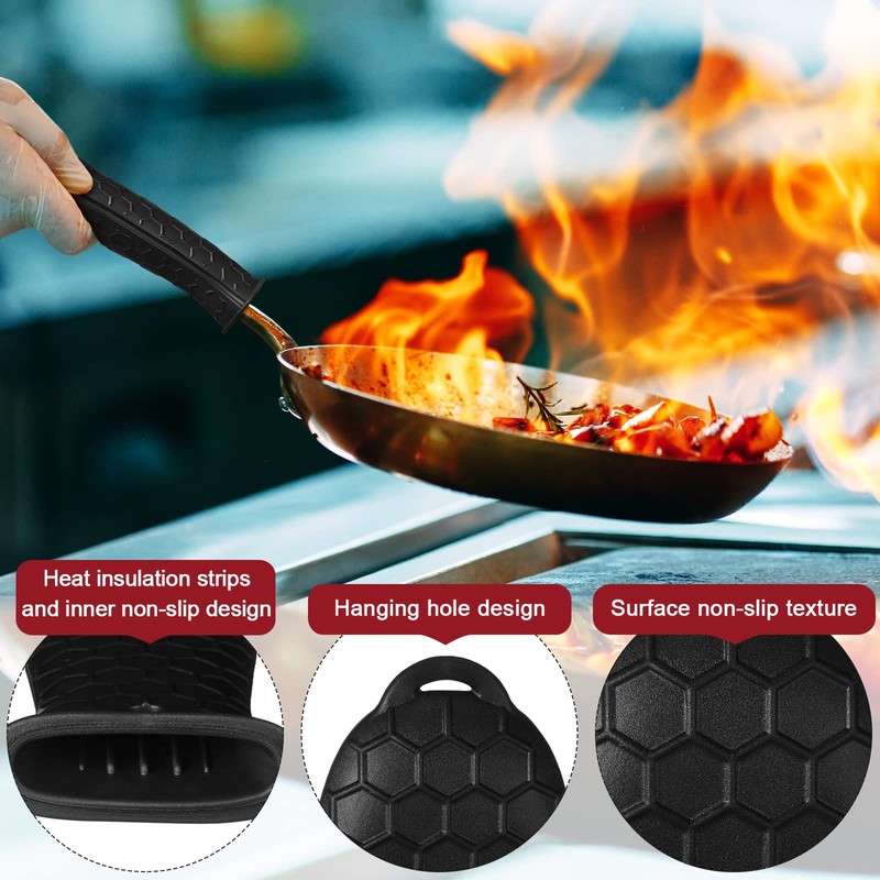 8 Pieces Silicone Hot Handle Holder Non Slip Pot Handle