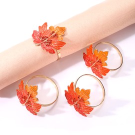 Boderier Thanksgiving Napkin Rings Set of 8 Fall Maple Leaf Napkin Holder Rings Home Party Table Setting Decorations Accessories