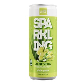 ALO Sparkling White Grape Carbonated Aloe Vera Juice Drink | 11.2 fl oz, Pack of 12 | Plant-Based Beverage, Vegan