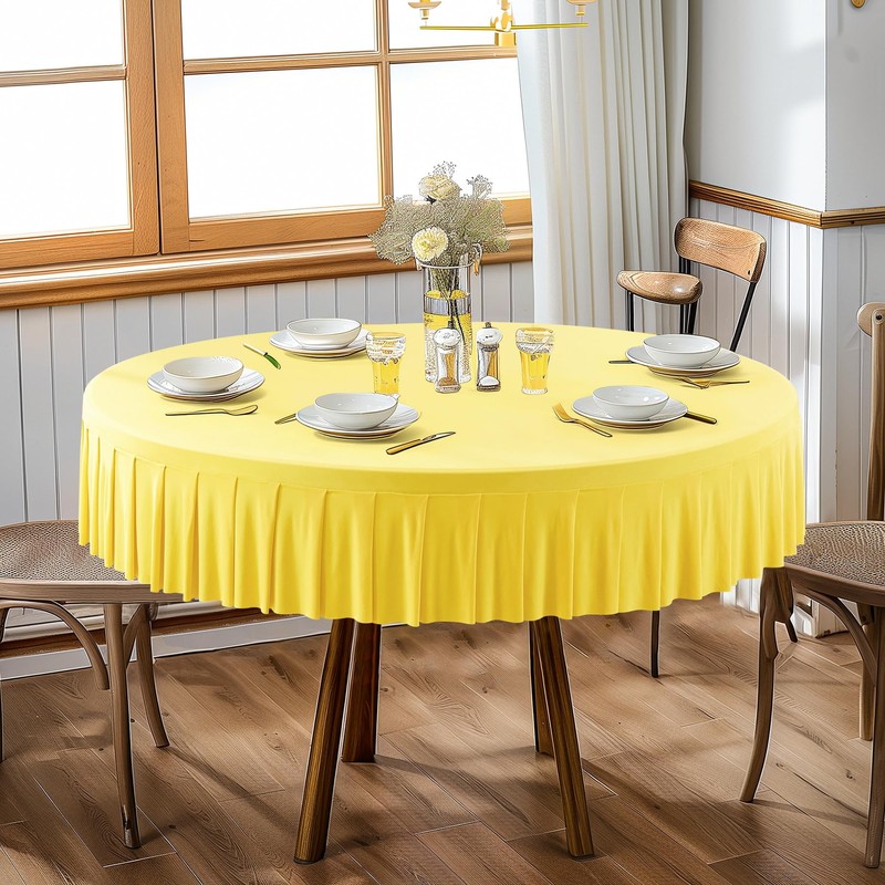 6 Pack Yellow Round Spandex Tablecloth for 60 inch Table,