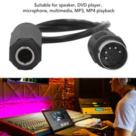 6.35mm Female 1/4" TRS to DIN 5 Pin MIDI Cable Adapter, 1ft 5-Pin Din Male to 6.35mm Female TRS Stereo Audio Cable for Speaker, Amplifier, Mixer to MIDI Keyboard