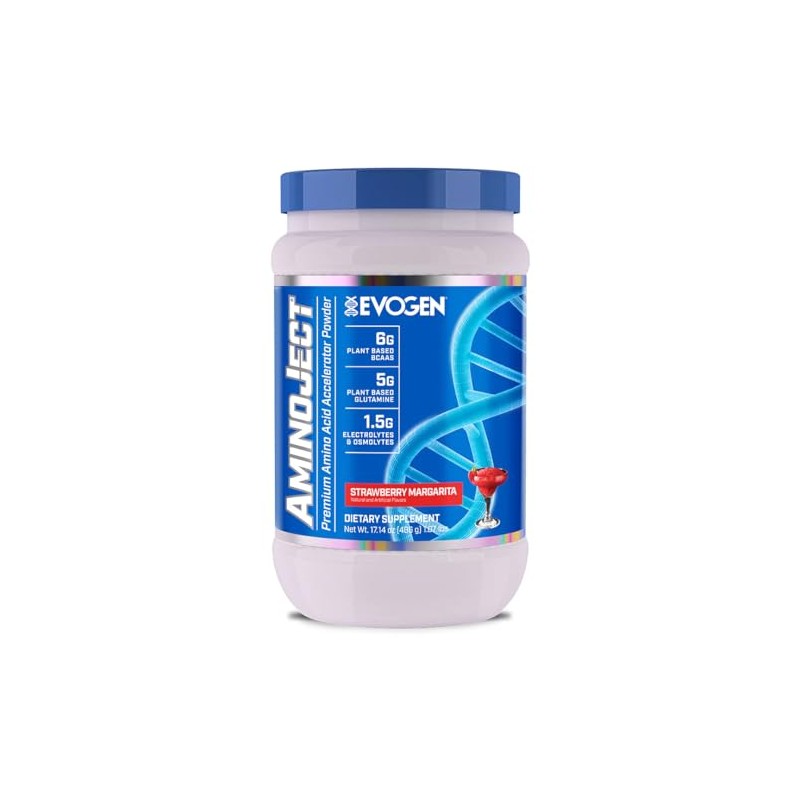 Evogen AminoJect, Vegano Fermentado a base de plantas BCAA, Glutamina,