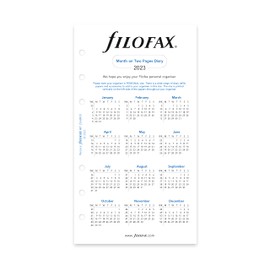 FiloFax 68410 For Year 2023 Month On Two Pages Diary, Black Boxes, Personal Size