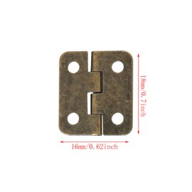 DGBRSM 20pcs Mini Vintage Hinges with Mounting Screws for Gift Boxes Doll House Cabinets DIY Models 18 * 16mm Bronze Miniature Hinges Pocket Flush Hinge Rectangular Jewelry Box Hinges