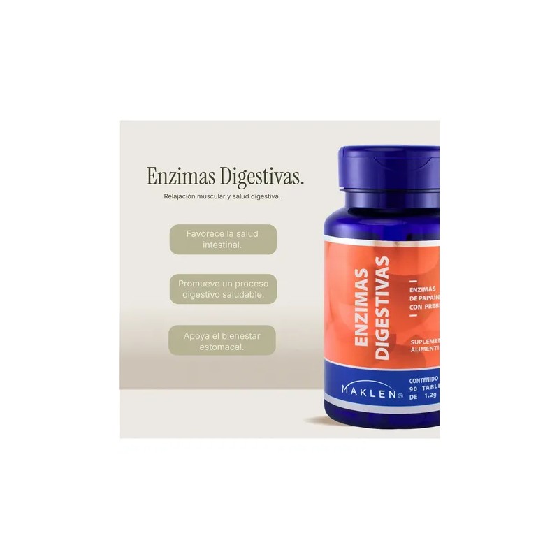 Enzimas Digestivas + Prebióticos | 90 Tabletas 1.2g | Maklen