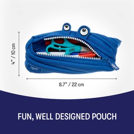 ZIPIT Monster Pencil Case for Boys | Pencil Pouch for School, College and Office | Pencil Bag for Kids (Blue)