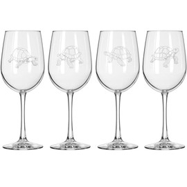 MIP Set of 4 Wine Glass for Red or White Wine Gift Tortoise Collection (16 oz Tall Stemmed)