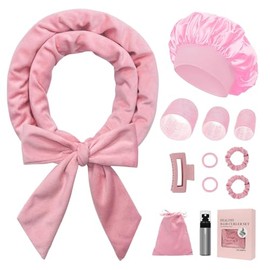 Juego de 12 Piezas Rizadores Sin Calor para Dormir, 4 Tamaños Autoadherentes, Crea Rizos Naturales y Definidos sin Daño al Cabello, Incluye Cinta Sujetadora y Bolsa de Regalo, Ideal para Cabello Corto, Mediano y Largo (Rosa)