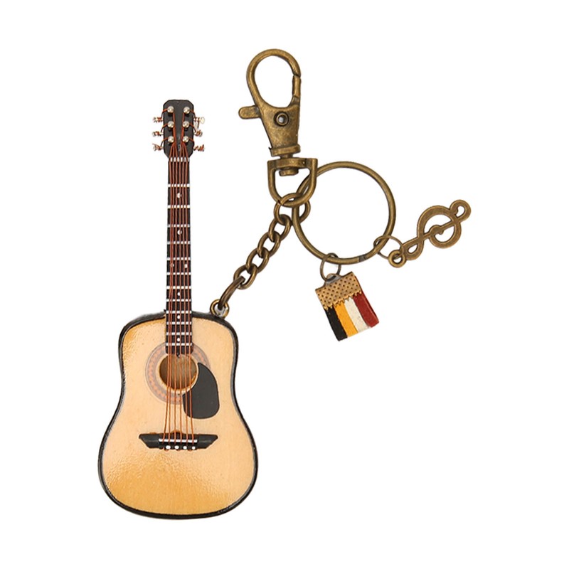 Mini Guitar Model Keychain Function Smoothing Wood Rich Details Miniature