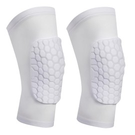 2 Pack Knee Braces for Knee Pain Knee Compression Sleeves Men Women, EVA Honeycomb Light Compression Leg Sleeves, Wrestling Knee Sleeve Volleyball Knee Sleeve Basketball knee Sleeve (White, Large)