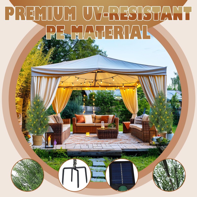 Artificial Cypress Topiary Tree Outdoor Solar Powered Pre-Lit Fake Topiary