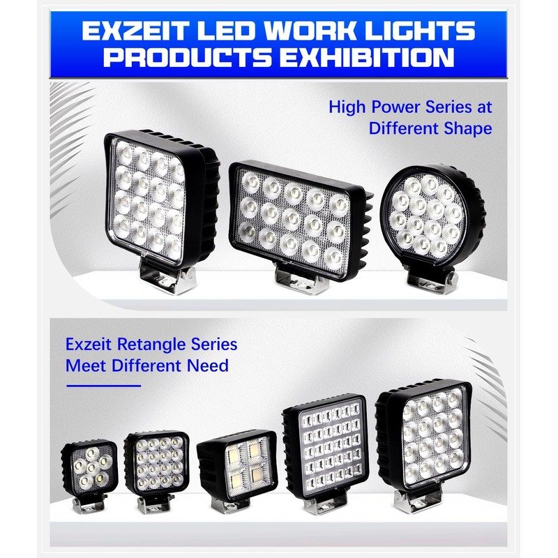 Exzeit 80W Led Work Lights for Truck, 150° Flood Lights