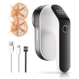 Electric Fabric Shaver, Lint Remover Rechargeable,Electric Portable Sweater Defuzzer with 3 Speeds and 6 Leaf Blades,Fabric Pill Remover for Clothes,White and Champagne. - Color: White