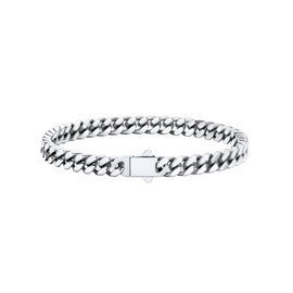 U7 Miami Men's Stainless Steel Curb Bracelet Link Bracelet for Men Boys Silver/Black/Gold, Width 5/7/9/12 mm, Length 19/21/23 cm, Stainless Steel