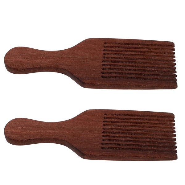 Lurrose Mens Styling Comb 2pcs Beard Pick for Men Wood Pick Comb Wide Tooth Detangling Comb Afro Pick Comb Flat Combs Barber Massage Comb Beard Comb for Men and Women Hair Braiding Tool