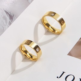 AmorArtSky Love Ring 18k Gold Silver Rings ：Friendship Ring With Screw Design Inlay Cubic Zirconia Stainless Steel Wedding Promise Bands Jewelry Mother's Day Birthday Gifts for Women, Size 6-10, 5 6 7