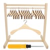 Flahard 17 Pcs Wood Doll Garment Rack with Wooden Clothes
