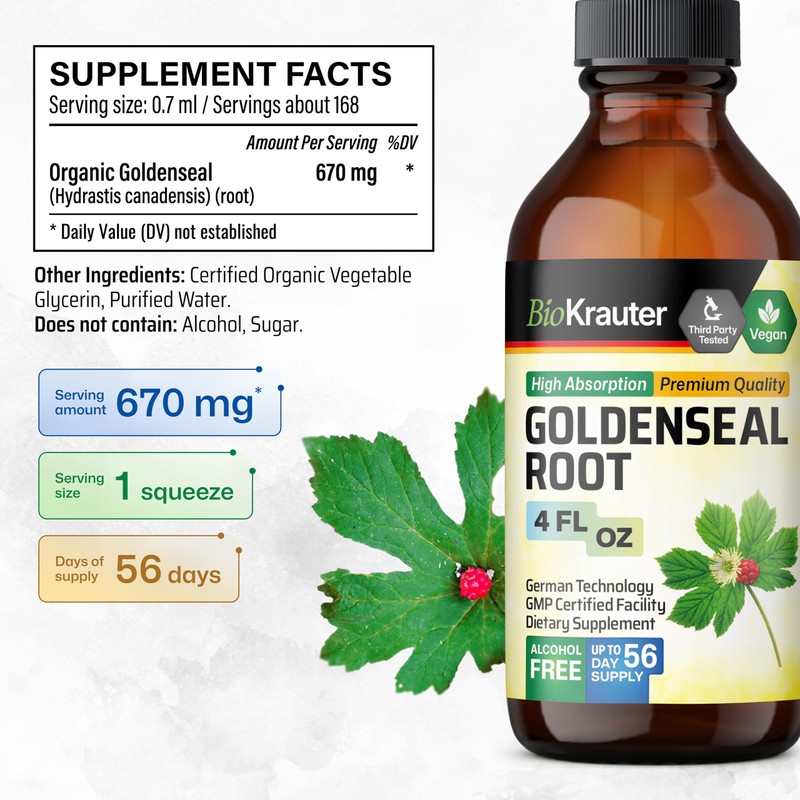 BIO KRAUTER Goldenseal Tincture 4 Fl. Oz. & Cilantro 100