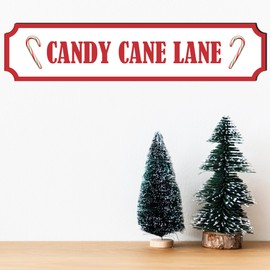 Candy Cane Lane Christmas Street Sign - Transform Your Space with Enchanting Holiday Decor - Wall Art - Festive Home Decoration Signage (Medium 390mm x 85mm, Mdf Wood Indoor Use Only)