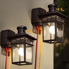 APOTO 2 Pack Porch Lights with GFCI Outlet,Bronze Dusk to Dawn Motion Sensor Outdoor Light,3-Mode Wall Exterior Lighting Fixture,Waterproof Outside Lights Sconce for House Front Door