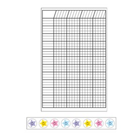 Small White 4 Piece Classroom Incentive Chart and Sticker Set, for Tracking Goals, Chores, Classroom assignments and Responsibilities.