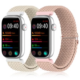 HQzon 2 Pack Stretchy 16mm Braided Nylon Bands Compatible with FITVII HM08/MorePro HM08/Amzhero-Runfit D26/KALINCO Slim Fitness Tracker