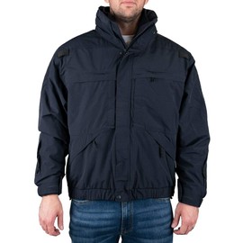 LA Police Gear LAPG Men's Waterproof 5-in-1 Heavy Duty Jacket, All-Weather, Durable & Versatile Rain Uniform Jacket - Navy - Large