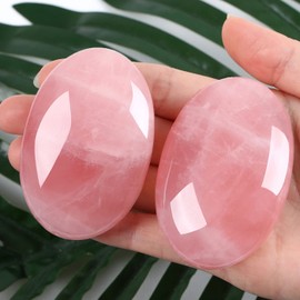 ZHIYUXI 2.4" Rose Quartz Crystals Healing Crystals Pink Gemstones Rose Quartz Crystal Decor Worry Stone Energy Balancing Therapy Polished Stones Palm Stone Mediation Gifts 1PC