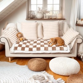 PulseFay Dog Couch Cover Protector, Couch Covers for Sofa, Velvet Soft, Non Slip, Washable (Brown, 27.6 * 59.1inch)