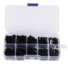 270 Pieces Nylon Screw Nut Set, M2/M2.5/M3/M4/M5 Nylon Hex Nut Kits Screw Nut Washers Hardware Fasteners for (Black 270-Piece