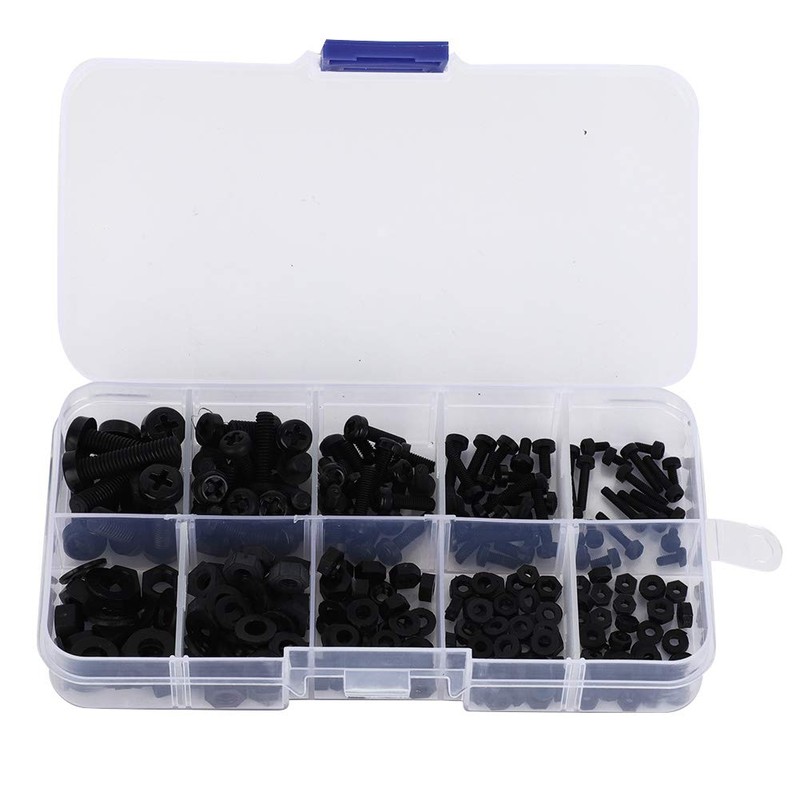 270 Pieces Nylon Screw Nut Set, M2/M2.5/M3/M4/M5 Nylon Hex Nut